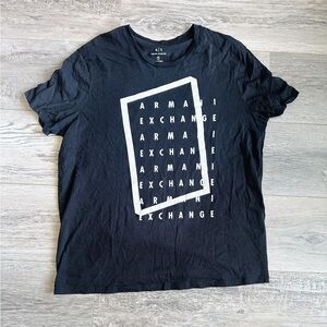 Armani Exchange Charcoal Tee with White Accents